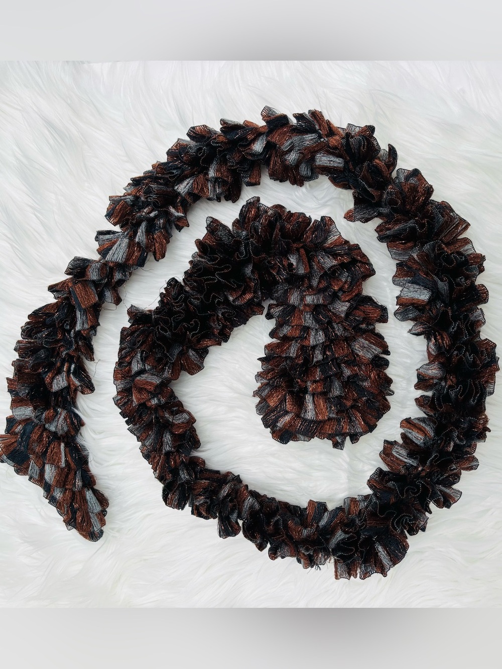 Black, Brown, & Gray Sparkly Ruffle Scarf